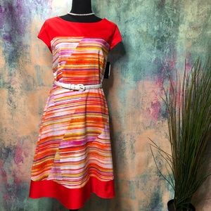📍 NWT Alyx Cute striped Orange, Pink, White Dress